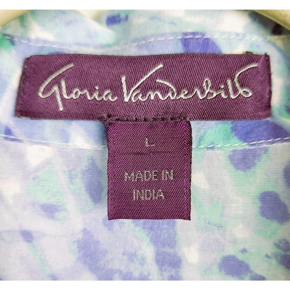 Blue Watercolor 3/4 Sleeve Blouse Women's L - Picture 5 of 5